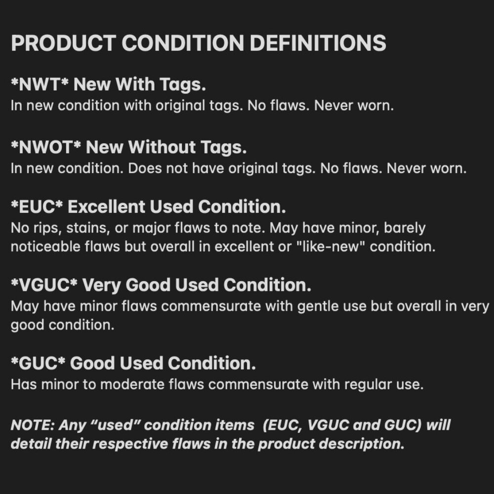 PRODUCT CONDITION DEFINITIONS